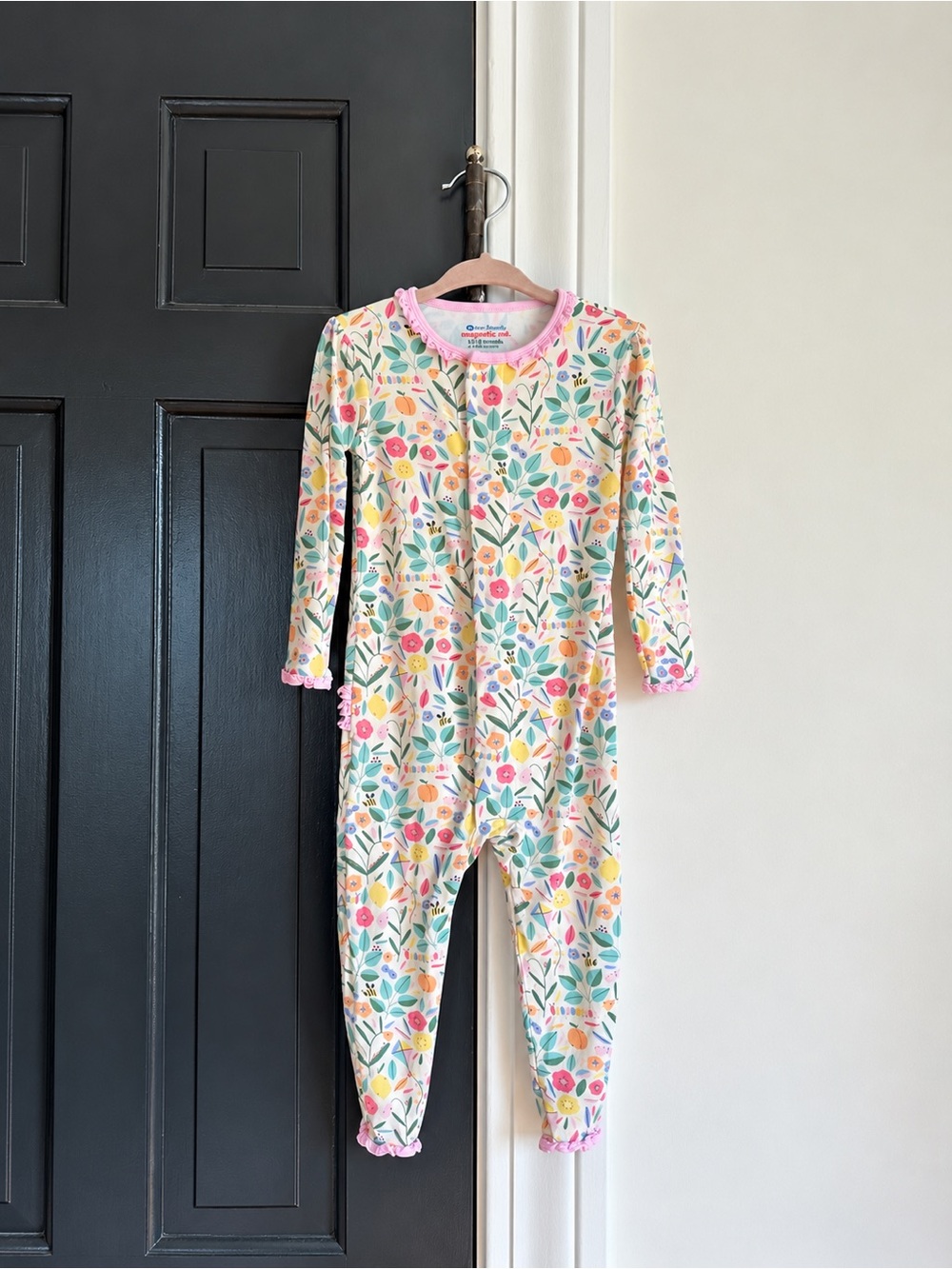 Magnetic Me Life’s Peachy Ruffle Romper Floral Modal 12-18M